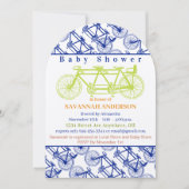 レトロライムベビーは3台の自転車のベビーシャワーを作る 招待状 (正面)