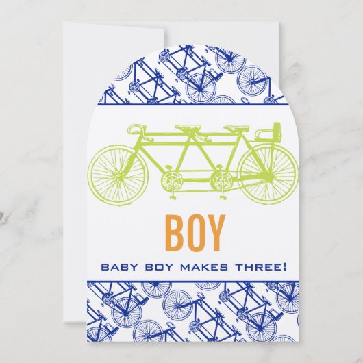 レトロライムベビーは3台の自転車のベビーシャワーを作る 招待状 (裏面)