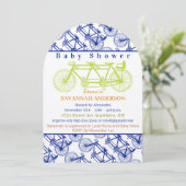 レトロライムベビーは3台の自転車のベビーシャワーを作る 招待状 (スタンド正面)