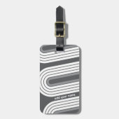 レトロラインアーチパステルグレーカラースクリプト名 ラゲッジタグ (正面縦)