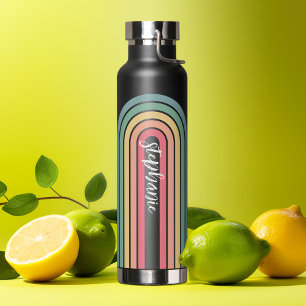 レトロラインアーチパステルレインボーカラースクリプト名 ウォーターボトル