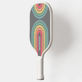 レトロラインアーチパステルレインボーカラー名前をカスタムする ピックルボールラケット (左)