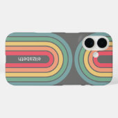 レトロラインアーチパステルレインボーカラー名前をカスタムする Case-Mate iPhoneケース (裏面 (横))