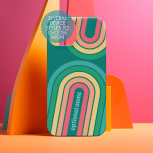 レトロラインアーチパステルレインボーカラー名前をカスタムする SAMSUNG GALAXY S22ケース