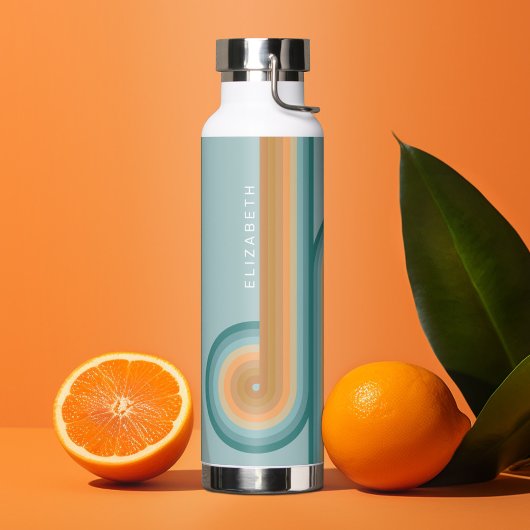 レトロラインアートサンセットサウスウエストカラーズサークル ウォーターボトル