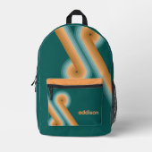 レトロラインアートサンセットサウスウエストカラーズサークル プリントバックパック (正面)