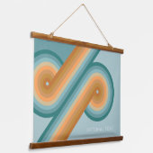 レトロラインアートサンセットサウスウエストカラーズサークル 吊り下げ型タペストリー (傾斜あり)