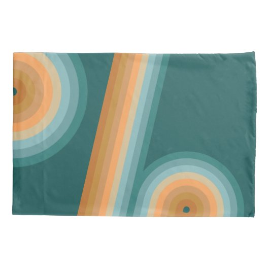 レトロラインアートサンセットサウスウエストカラーズサークル 枕カバー (裏面)