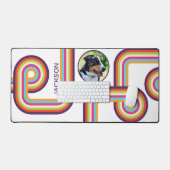 レトロラインアートドッグフォト デスクマット (キーボード&マウス)