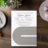 レトロラインアートブライダルシャワーパーティーシャンパンカラー 招待状