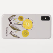 レトロラインアート黄色い花の個人名入り Case-Mate iPhoneケース (裏面(横))