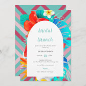 レトロライントロピカルマゼンタ明るい赤紫色ブライダルシャワー 招待状 (正面/裏面)