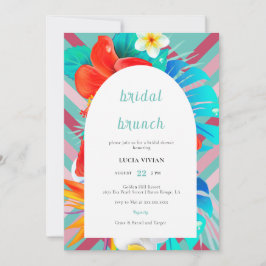 レトロライントロピカルマゼンタ明るい赤紫色ブライダルシャワー 招待状