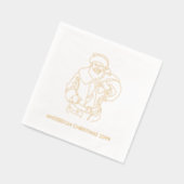 レトロライン描サンタパーソナライズされた金ゴールドナプキン 箔ナプキン (左)