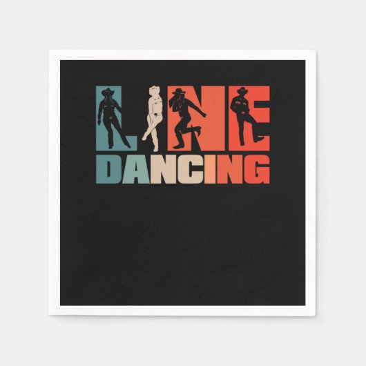 レトロライン踊りヴィンテージウェスタンカントリーダンス スタンダードカクテルナプキン (正面)