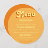 レトロラウンドGroovy 70sオレンジイエロー結婚のメニュー メニュー (正面/裏面)