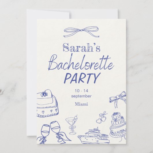 レトロラグジュアリービーチ | 編集可能なブライズパーティー 招待状 (正面)