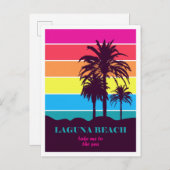 レトロラグナビーチカリフォルニアヴィンテージトラベル ポストカード (正面/裏面)