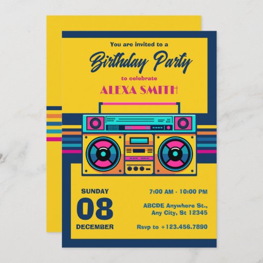レトロラジオ 招待状 (正面/裏面)