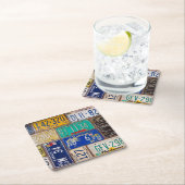 レトロラスティライセンスプレート スクエアペーパーコースター (インサイチュ)