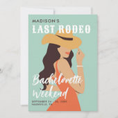 レトロラストエレガントロデオピンクグリーンバチェロレッテ 招待状 (正面)
