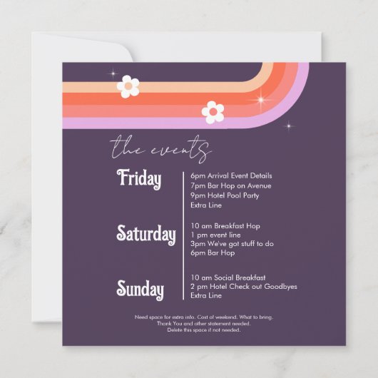 レトロラストディスコ独身最後のパーティー セーブザデート (裏面)