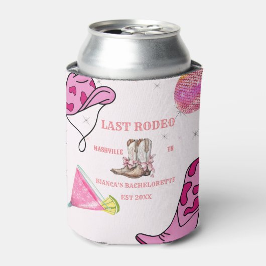 レトロラストロデオ女性のカーボーイウェスタンバチェロレッテ 缶クーラー (缶正面)