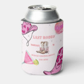 レトロラストロデオ女性のカーボーイウェスタンバチェロレッテ 缶クーラー (缶裏面)