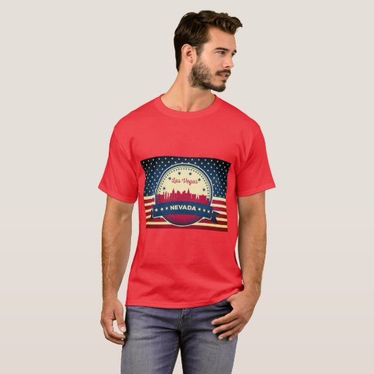 レトロラスベガスネバダスカイライン Tシャツ (正面フル)