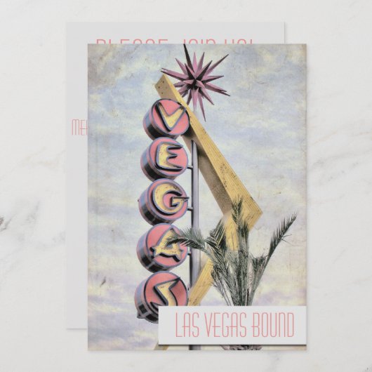 レトロラスベガスネバダスタイリッシュヴィンテージベガスストリップ 招待状 (正面/裏面)