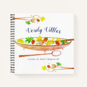 レトロラズベリーサラダパーソナライズされたレシピクックブック ノートブック (正面)
