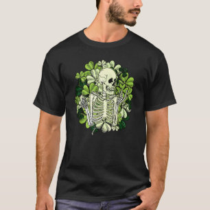 レトロラッキースケルトンシャムロックスCパトリックズデイアウト Tシャツ
