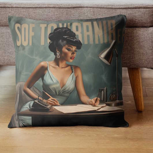 レトロラディアンスブラックウーマンヴィンテージグラマー クッション
