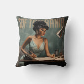 レトロラディアンスブラックウーマンヴィンテージグラマー クッション (裏面)