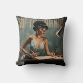 レトロラディアンスブラックウーマンヴィンテージグラマー クッション (正面)