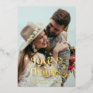 レトロラブアンド感謝していオーバレイ 箔招待状