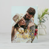 レトロラブアンド感謝していオーバレイ 箔招待状 (立ち正面)