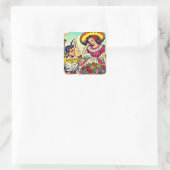 レトロラブカップル漫画 スクエアシール (バッグ)