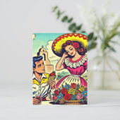 レトロラブカップル漫画 ポストカード (スタンド正面)