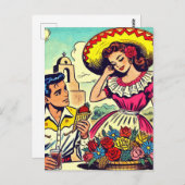 レトロラブカップル漫画 ポストカード (正面/裏面)