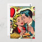 レトロラブカップル漫画 ポストカード (正面/裏面)