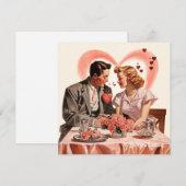 レトロラブカップル赤ハートバレンタイン シーズンカード (正面/裏面)