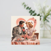 レトロラブカップル赤ハートバレンタイン シーズンカード (スタンド正面)