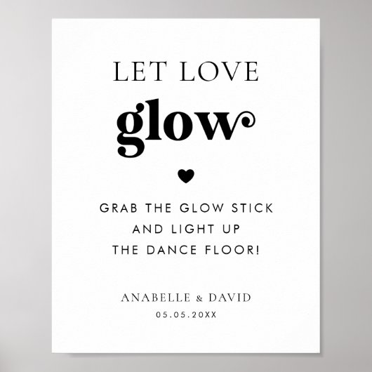 レトロラブグロースティックダンスフロア結婚のサイン ポスター (正面)