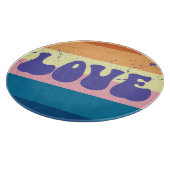 レトロラブタイポグラフィオンヴィンテージサンセットストライプズ カッティングボード (角)