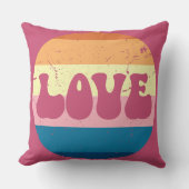レトロラブタイポグラフィオンヴィンテージサンセットストライプズ クッション (正面)