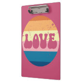 レトロラブタイポグラフィオンヴィンテージサンセットストライプズ クリップボード (左)