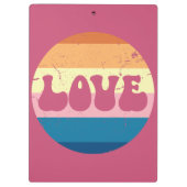 レトロラブタイポグラフィオンヴィンテージサンセットストライプズ クリップボード (裏面)