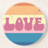 レトロラブタイポグラフィオンヴィンテージサンセットストライプズ コースター (正面)