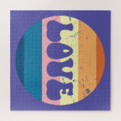 レトロラブタイポグラフィオンヴィンテージサンセットストライプズ ジグソーパズル (横)